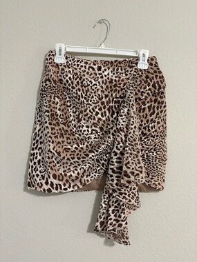 naked wardrobe Leopard Print Draped Mini Skirt